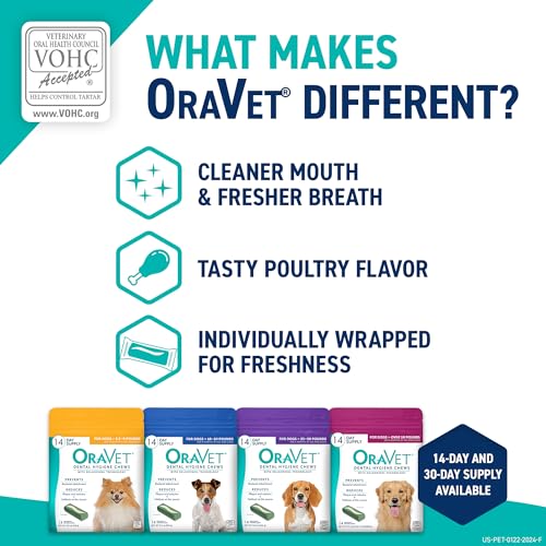 ORAVET Dental Chews for Poodles, 30-Count Yellow Pouch