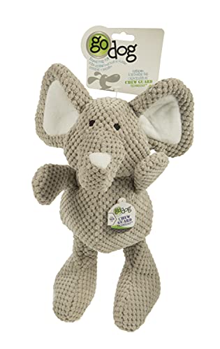 Poodle-friendly goDog Checkers Elephant - Gray, Large