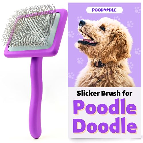 Poodle Brush: Long Pin Wood Dog Brush for Doodles