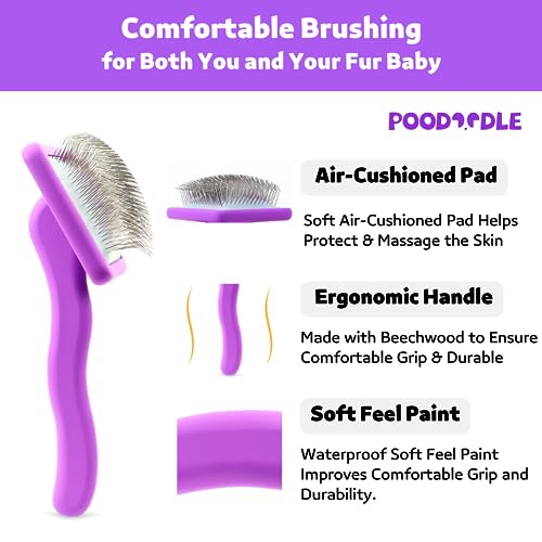 Poodle Brush: Long Pin Wood Dog Brush for Doodles