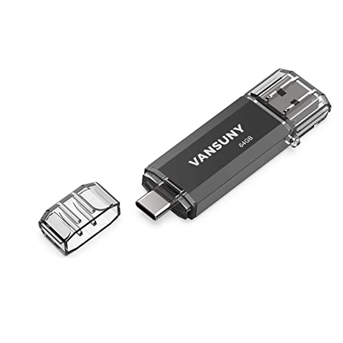 64GB Dual USB-C Flash Drive with Keychain
