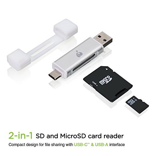 IOGEAR USB-C 2-in-1 SD Card Reader - w/USB Type A - SDXC - SDHC - SD - MMC - RS-