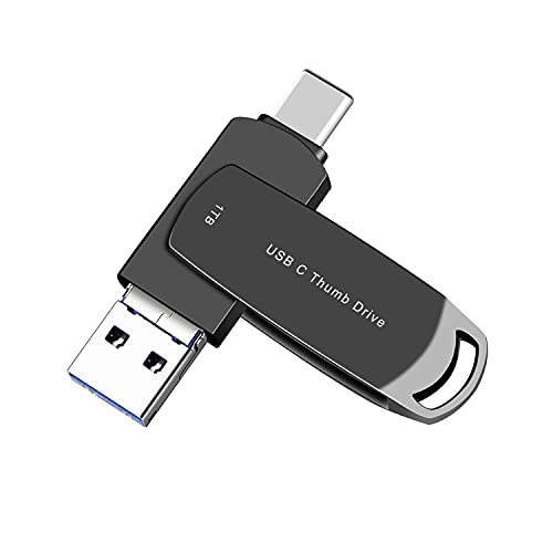USB C Memory Stick 1TB Phone External Storage, USB 3.1 Flash Drive with USB C/Micro USB Compatible MacBook iPad pro(2019/2020) iPad mini6 and PC (Black 1000GB)