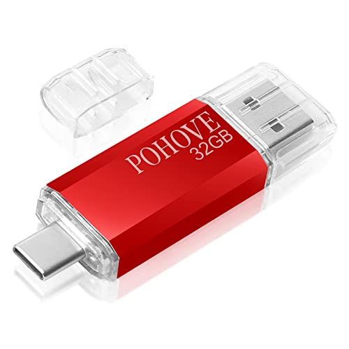 POHOVE 32GB 2-in-1 USB-C Memory Stick (Red)