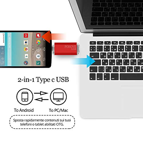 POHOVE 32GB 2-in-1 USB-C Memory Stick (Red)