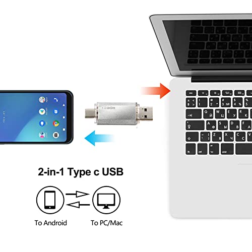 128GB USB-C 2-in-1 Flash Drive (Silver)