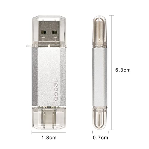 128GB USB-C 2-in-1 Flash Drive (Silver)