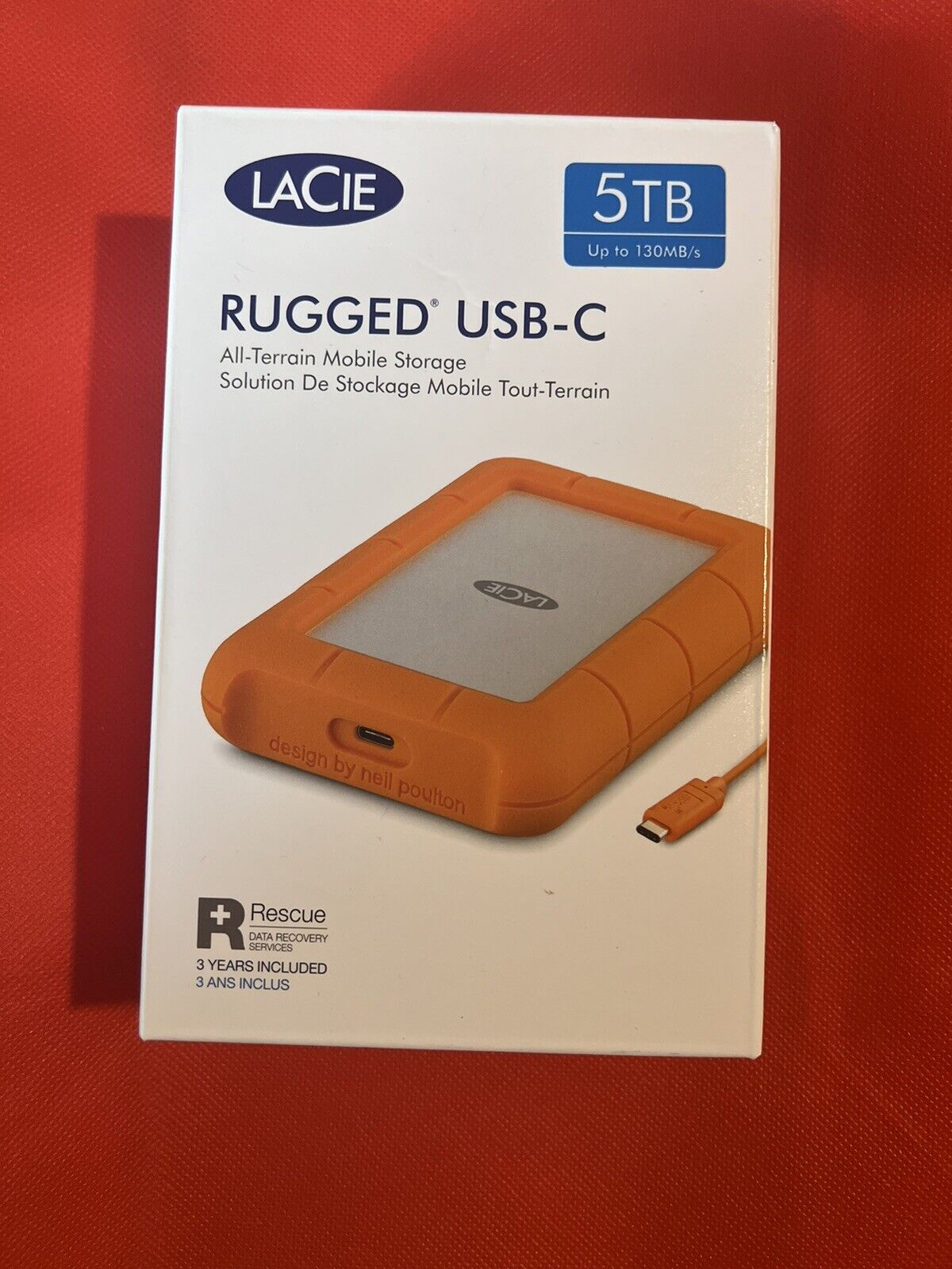 5TB Rugged USB-C External HDD for Mac/PC
