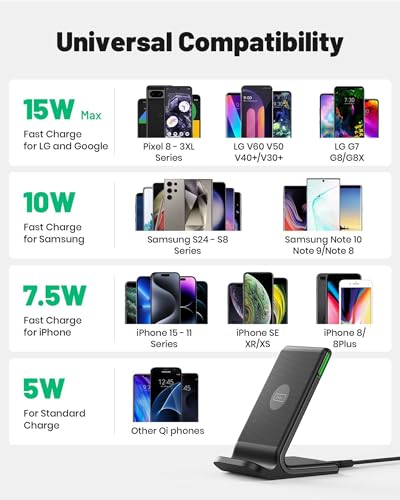 INIU 15W Fast Qi Wireless Charging Stand + Cable