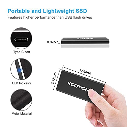 KOOTION 250GB USB-C Portable External SSD