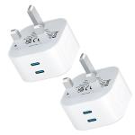 Fast Charge USB-C Wall Plug Adapter, 2 Pack