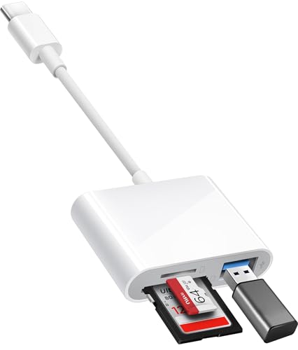 USB-C SD Card Reader with Triple Port Adapter