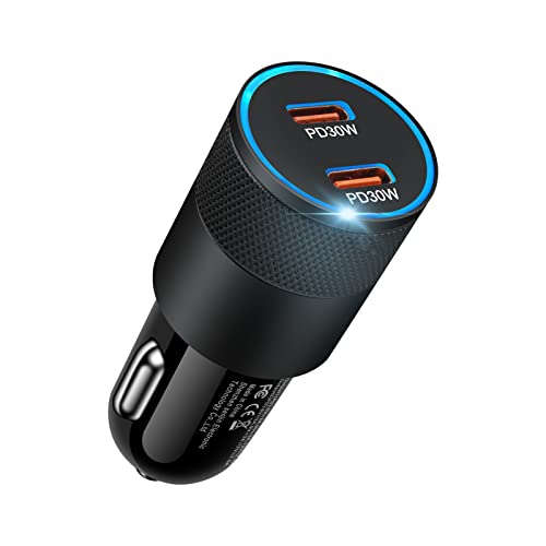 60W Dual PD USB-C Car Charger Adapter