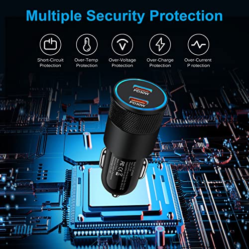 60W Dual Port USB-C Car Charger