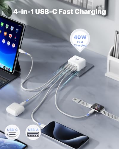Aioneus 40W 4-Port USB-C Fast Charger Plug
