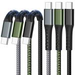 3-Pack 1M Nylon Braided USB-C Fast Charging Cable