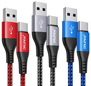 3-Pack USB-C Fast Charger Cable - 1M Nylon Braided