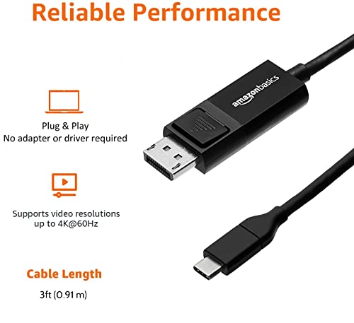 USB-C to DisplayPort Cable, 0.9m, Black