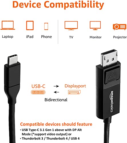 USB-C to DisplayPort Cable, 0.9m, Black