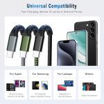3-Pack 1M Nylon Braided USB-C Fast Charging Cable
