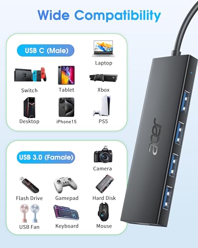 USB-C Hub with Power Port for Laptops