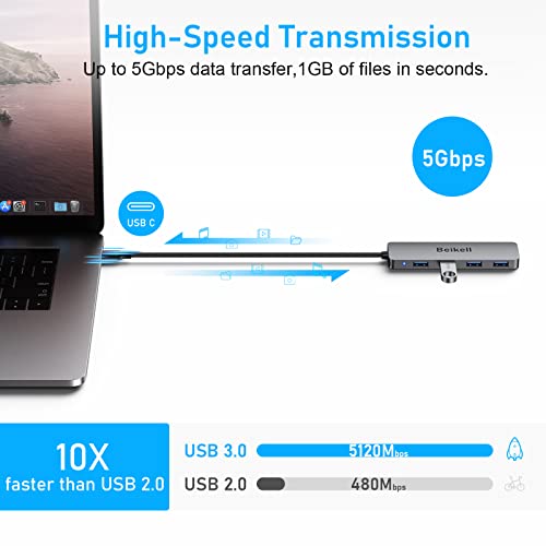 Beikell USB-C 4-Port Hub - Ultra Slim Aluminum