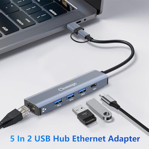 2-In-1 USB-C Hub with Ethernet and USB Ports