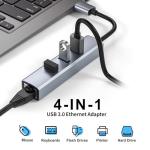 Vunvooker USB-C to Ethernet Hub with 3 Ports
