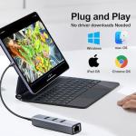 Vunvooker USB-C to Ethernet Hub with 3 Ports