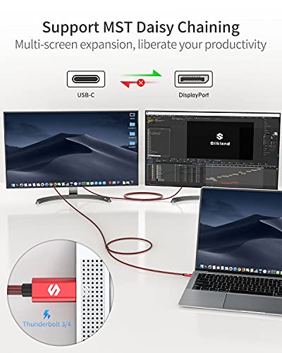 Silkland Red USB-C to DisplayPort Cable 6.6ft
