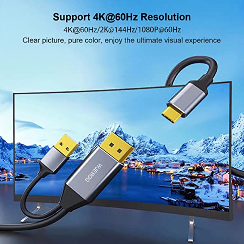 6.6ft DisplayPort to USB-C Cable, 4K 60Hz