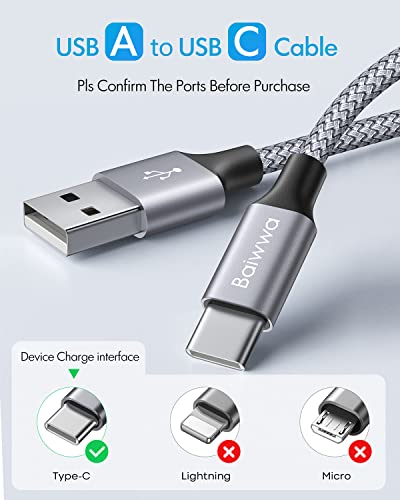 Baiwwa 1m USB A to USB C Cable 2Pack