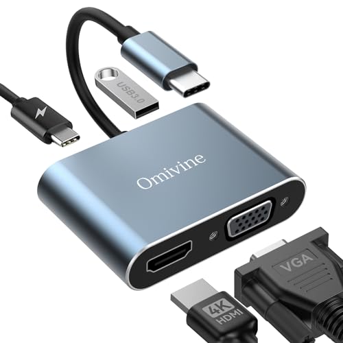 4-in-1 USB-C Hub: HDMI, VGA, USB 3.0