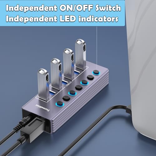Tccmebius 7-Port USB 3.0 Hub with Switches