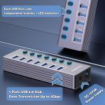 Tccmebius 7-Port USB 3.0 Hub with Switches