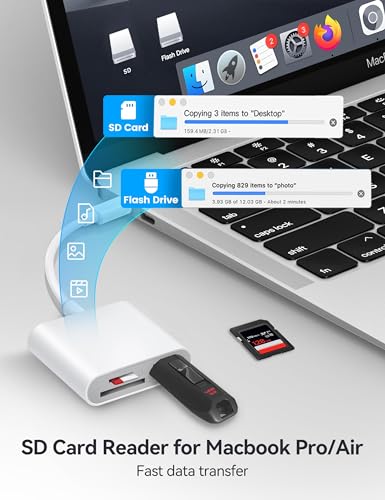 USB-C SD Card Reader with Triple Port Adapter