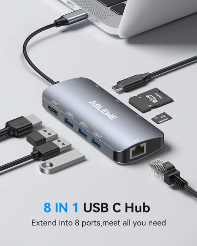 8-in-1 USB C Hub with HDMI and Ethernet