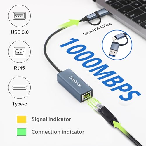 USB-C to Ethernet Adapter - 1000 Mbps Gigabit LAN