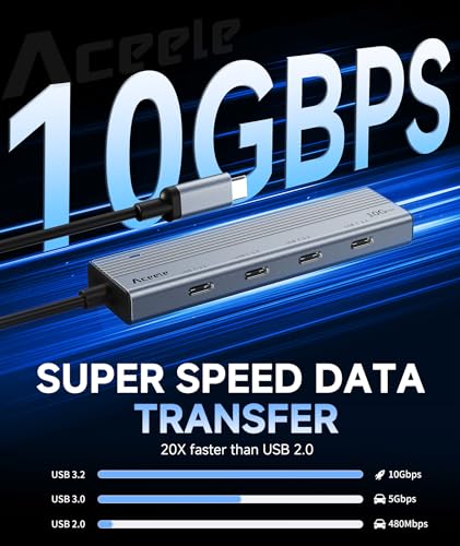 Aceele 10Gbps USB-C Hub with 4 Ports