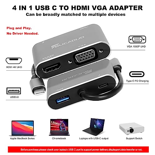 4-in-1 USB-C to HDMI VGA Adapter Hub