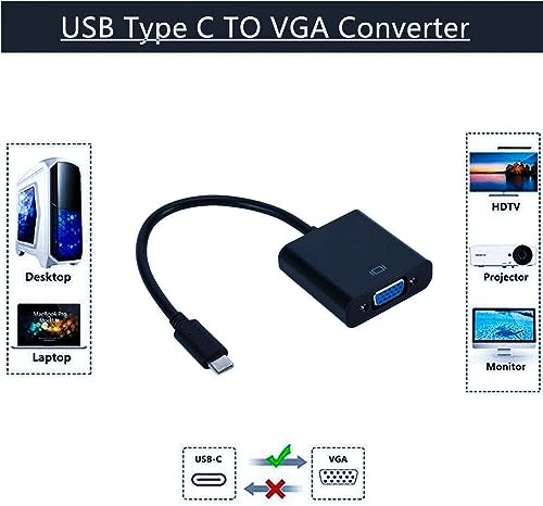 USB-C to VGA Adapter for Monitors and Projectors