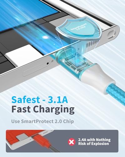 5-Pack Braided USB-C Charger Cables, Fast Charging