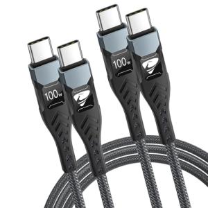 100W Fast USB-C to USB-C Charging Cable 2M Pack