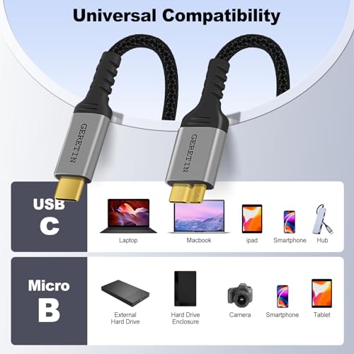 USB C to Micro B Cable 0.5M Nylon Braided