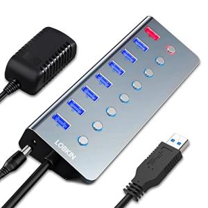 LOBKIN 7-Port Powered USB C Hub with Charging