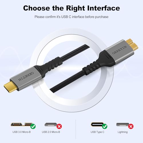 USB C to Micro B Cable 0.5M Nylon Braided