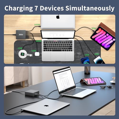 300W USB-C Fast Charger Hub - 7 Ports