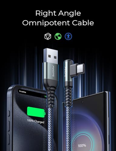 AINOPE 2-Pack USB C Right Angle Fast Charging Cable