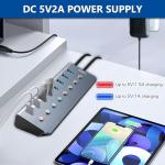 LOBKIN 7-Port Powered USB C Hub with Charging