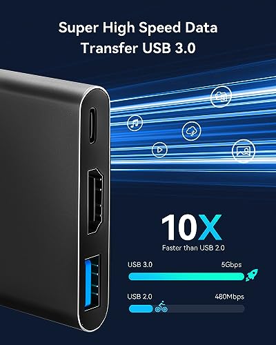USB C to HDMI 3 in 1 Adapter, 4K Support
